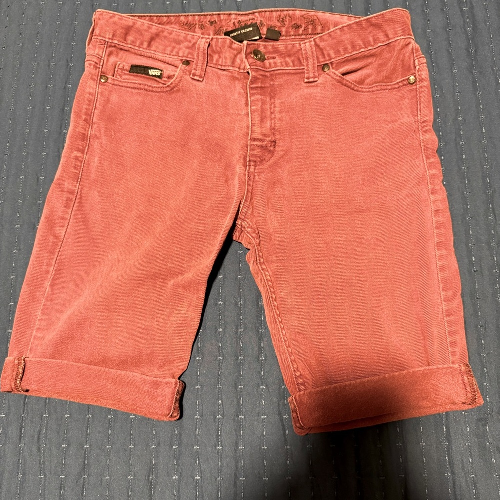 Vans Red Bermuda Shorts Stretchy Casual